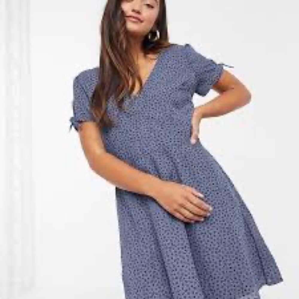 Abercrombie and Fitch Grey Blue Leopard V-Neck Mini Dress